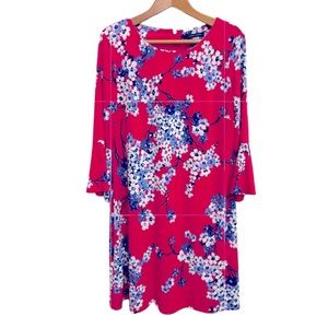 Tommy Hilfiger Red Dress with Blue and White Floral Pattern
